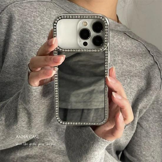 Чехол для iPhone 17 Pro Max с гальванизированными краями и стразами, подходит для iPhone 16/15/14/13/12/8, Всесторонне защитный чехол.
