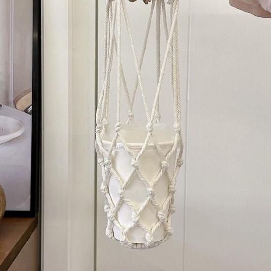 Handwoven Cup Sling Bag Hand Knitted Reusable Coffee Cup Holder Tea Cold Brew Carrier Decorative Water Cup Covers