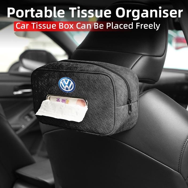 Car In-vehicle Larger size Leather Checkered Tissue Storage Box For VW Scirocco Jetta Beetle Passat Polo Tiguan Sharan TouranLP5