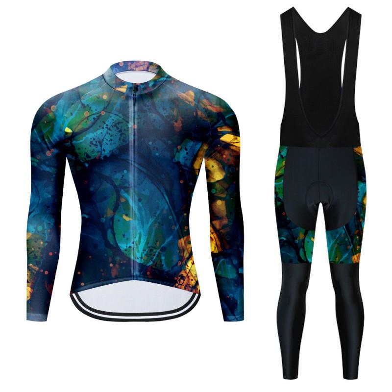 Men Women Cycling Long Sleeve Jersey Set Breathable Quick Dry Performance Wear Road Mountain Bike Riding
