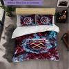 West Ham United Football 3 Piece Bedding Set Soft Duvet Cover Set with Pillowcases Printed Bedroom Decor Set for Home