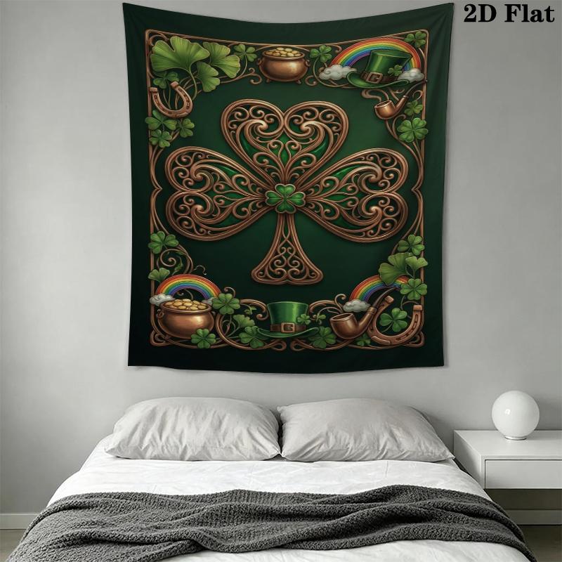 St.Patrick's Day Wall Tapestry Aesthetic Wall Hanging Printed Fabric Blanket Decorative Tapestries for Bedroom Living Room Home Decor