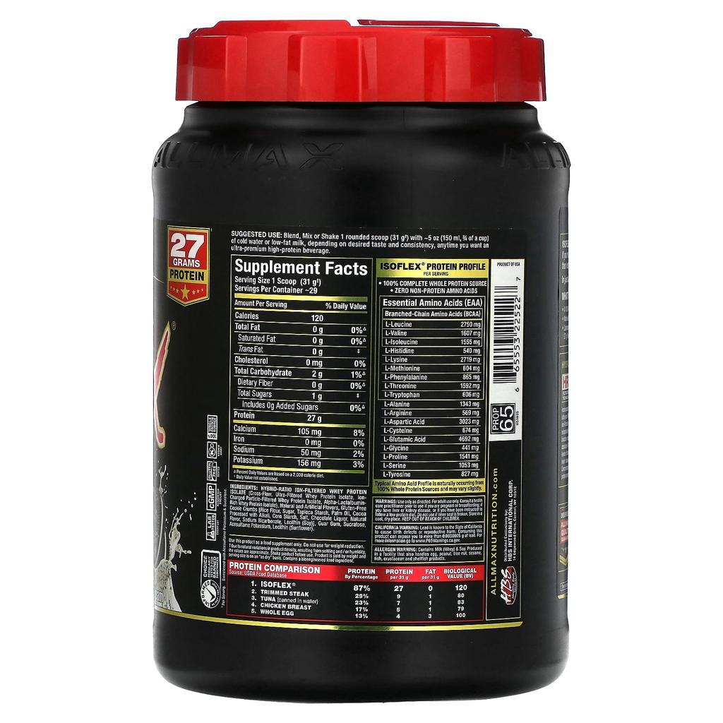 Isoflex®, Pure Whey Protein Isolate, Cookies & Cream, 907G (2Lbs)