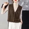 Women's Loose Wool V-Neck Sleeveless Sweater Vest for Autumn & Spring