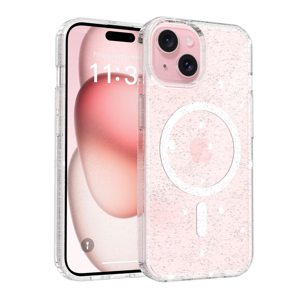 Anti-Yellowing Glitter Clear Cute Case for Magsafe Iphone 17 Air 16 E 15 15Pro 14 Plus 13 Pro Max 13Pro 14Pro 16Pro 17Pro Mag Safe Phone Cover