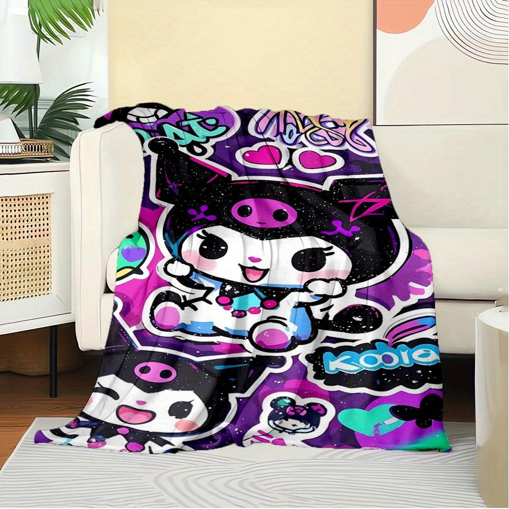 1pc Cute Cartoon Character Kuromi Flannel Blanket - Seasonal Universal Comfortable Washable Gift for All Ages, Suitable for All Families, Mu