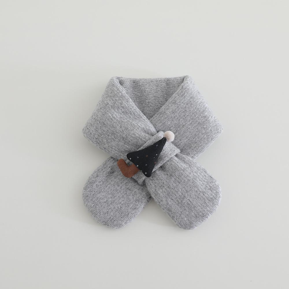 New Autumn Winter Cross Baby Scarf Children Cute Cartoon Thickened Warm Scarves Boys Girls Kids Soft Cotton Neck Ring Scarf