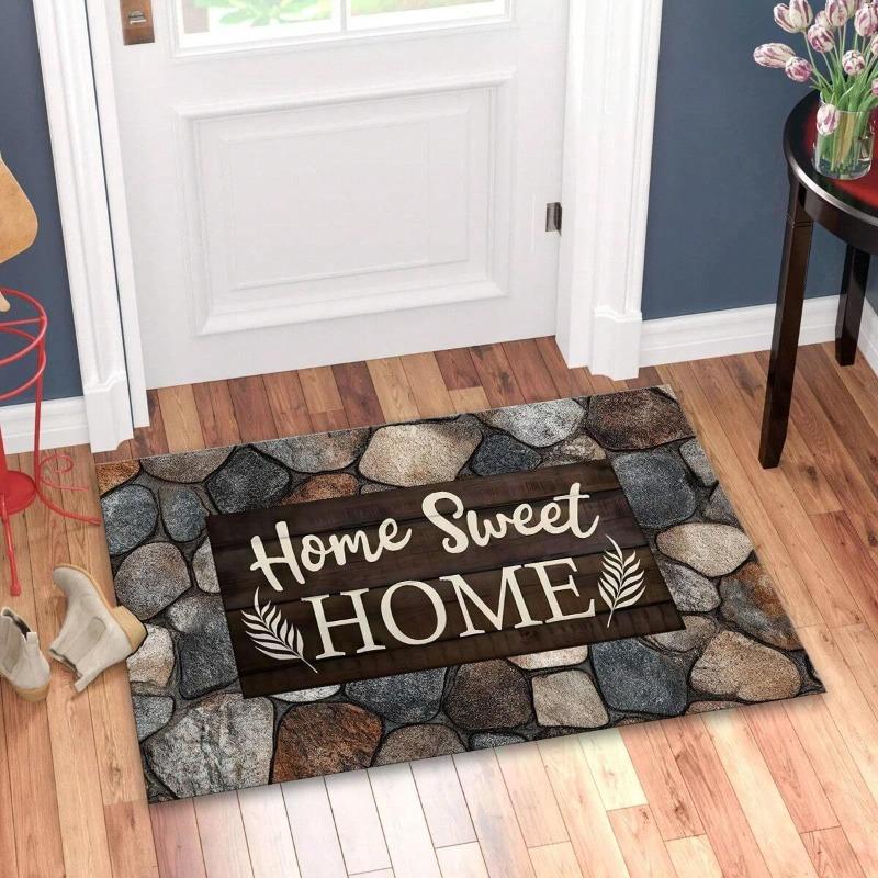 Добро пожаловать домой, милый дом Традиционный цветочный каменный коврик для двери Декоративный нескользящий ковер для прихожей, входной двери, украшения дома