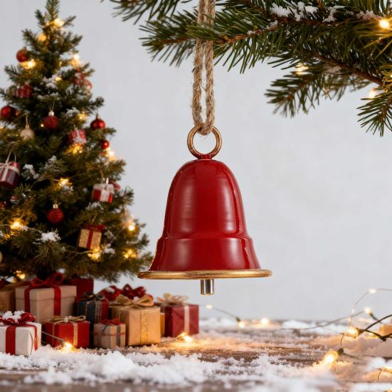 Большой металлический колокольчик в деревенском стиле, красный, зеленый, золотой, для украшения елки, винтажный, ручной работы, для елочного венка, дверного декора.