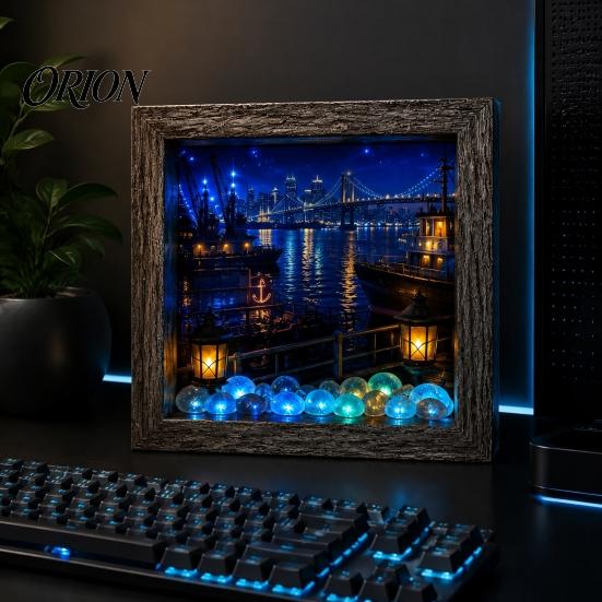 Ретро Домашний Стиль Аксессуары Деревянная 3D Шкатулка-Тень Светодиодный Ночник, Свет Стол с Уличной Сценой Винтажный Городской Арт Украшение Декор, Рамка с Теплым Свечением