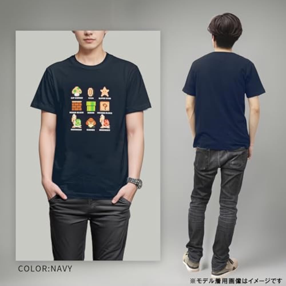 [Fine Plus] T-shirt Short Sleeve Super Mario Bros. Mario Dot Collection Retro Toy Character