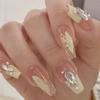 French Crystal False Nails Long Ballerina Nail Tips Fashion Press On Nails  Women Girls