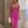 2024 Summer European & American Style Sexy Tube Top & Slit Skirt Suit