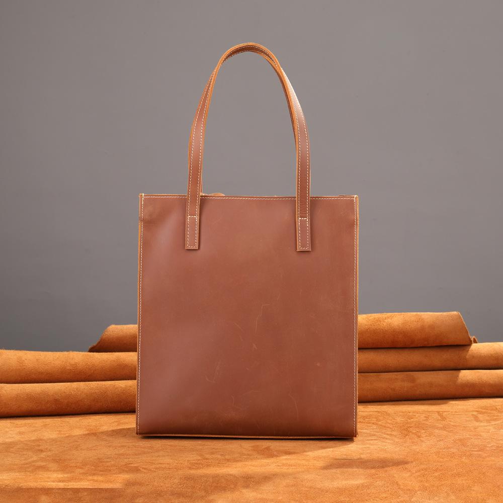 Винтажная мужская сумка Crazy Horse из натуральной кожи, сумка из коровьей кожи, большая вместимость, кожаная сумка для переноски