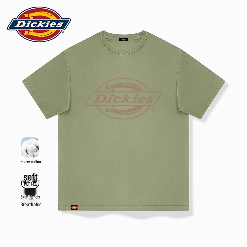 Мужская американская модная футболка Dickies с коротким рукавом, 100% хлопок, B