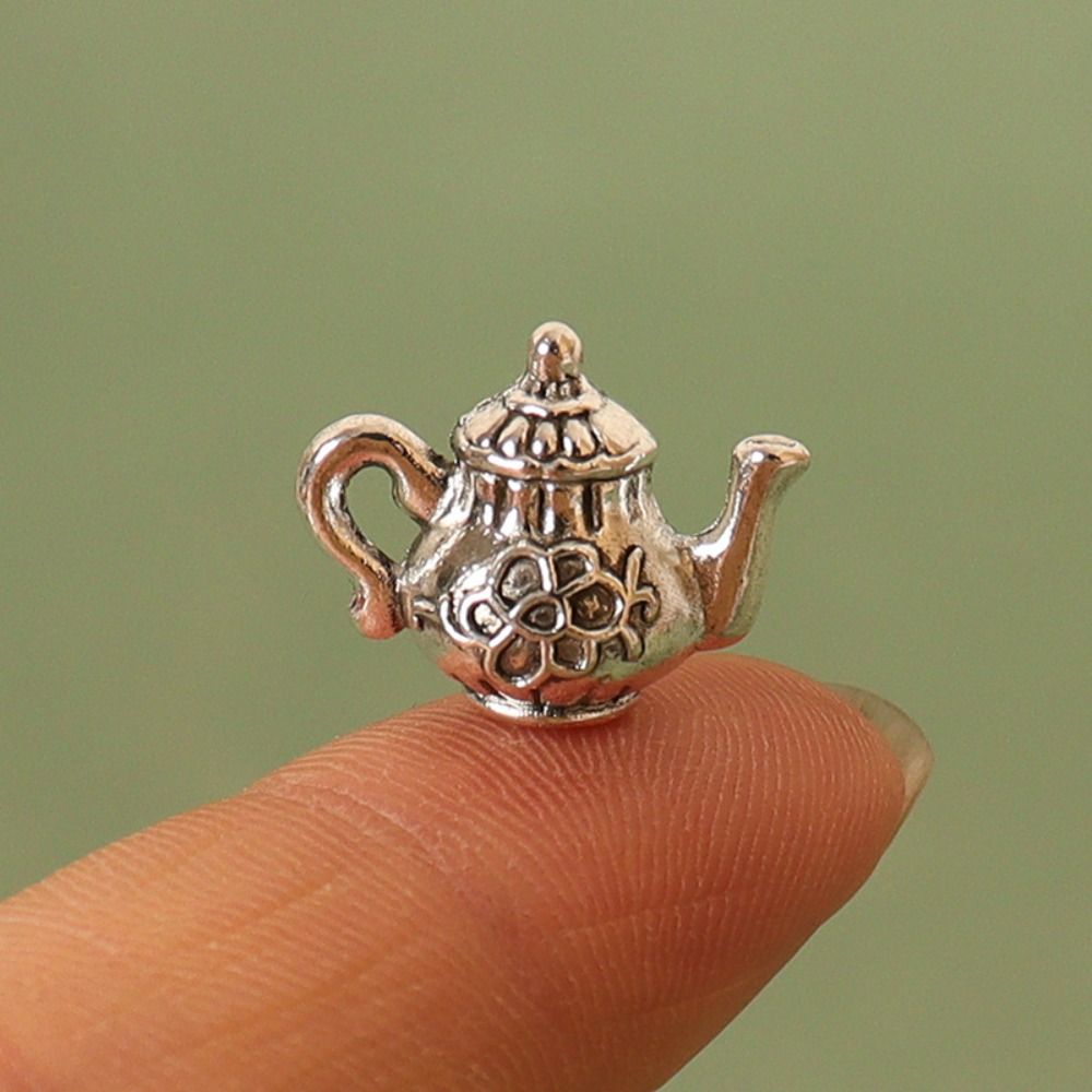 3 Colors Dollhouse Miniature Tea Alloy Tea Set Model Food and Game  Miniature Dollhouse Decorations