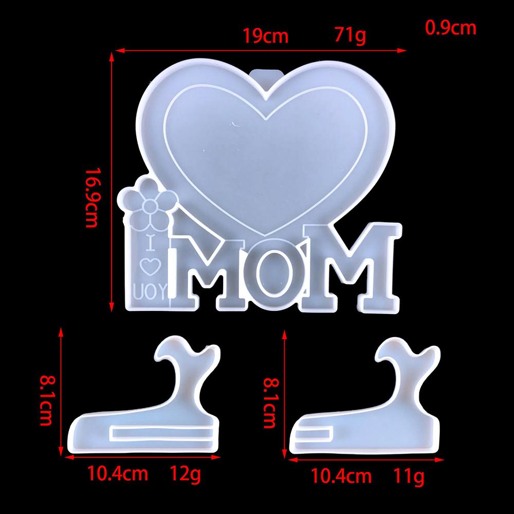 MOM Love Heart Photo Frame UV Epoxy Resin Mold Picture Frame Silicone Mould DIY