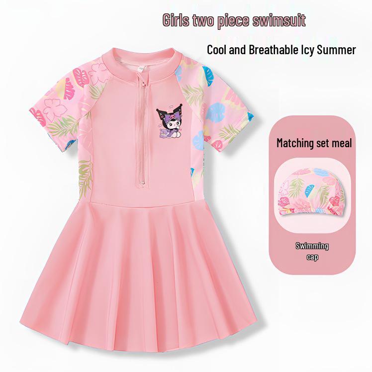 2024 Девочки Цельный Купальник-Юбка - Летняя Купальная Одежда для Детей в Размерах S, M и L