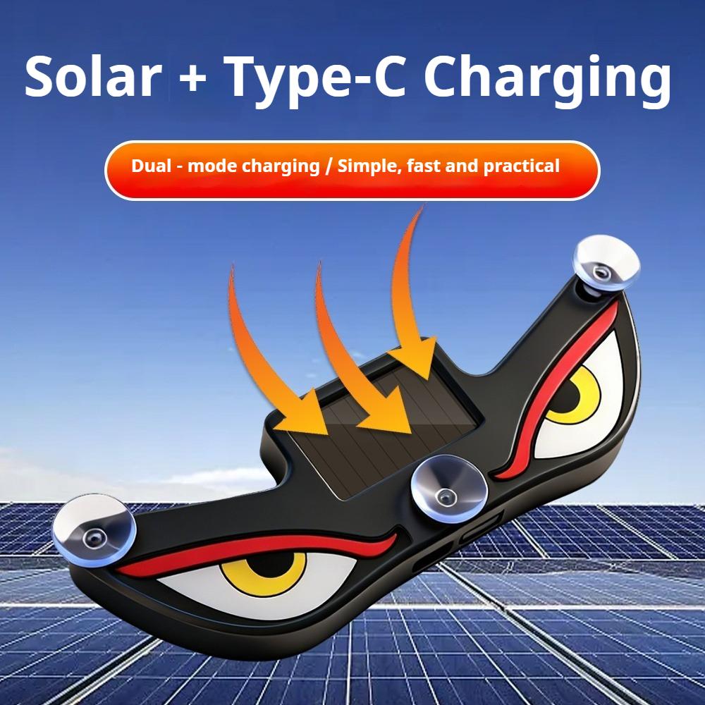 Upgrade Car Solar Energy Warning Light Devil Eyes USB Dual-Use LED Car Light Universal Rechargeable Color Changing Warning Light