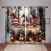 Christmas Gnome Curtains 2 Panels 3D Print Sun Block Winter Decor Bedroom Living Room Nordic Dwarf Lantern Snow Scene Holiday