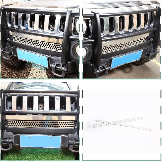 Stainless Steel Honeycomb Mesh Grill Spoiler Bumper Vent fit for Hummer H3 2005-2009,Vent Mesh Grille Accent Trim Cover