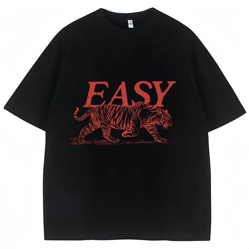 Funny Easy Tiger Meme Print T Shirt Unisexs Womens Fashion Personality TShirt High Quality Loose Casual Tee Shirts