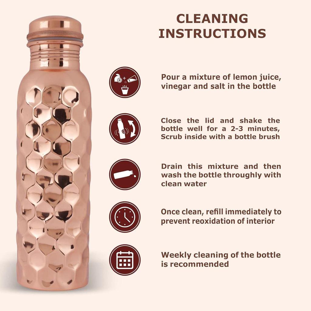 Pure Copper Water Bottle / 1 litre/Eco-friendly/Handcrafted/Wide Mouth/Reusable/Everyday Use for Yoga/Fitness Sports/Office/Travel