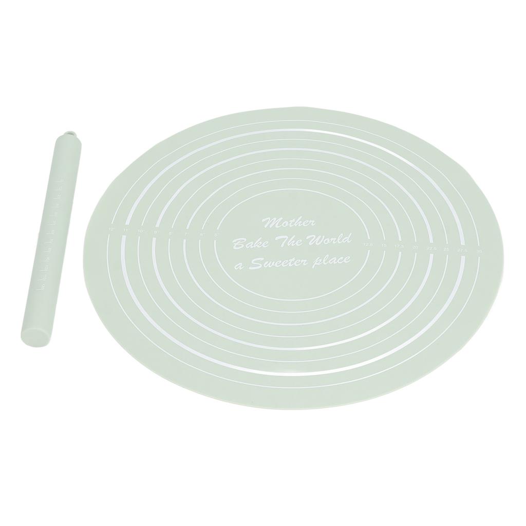 Dough Roller Set with Measurements Silicone Rolling Pin Non Stick Flour Mat for Home Kitchen Dessert Store