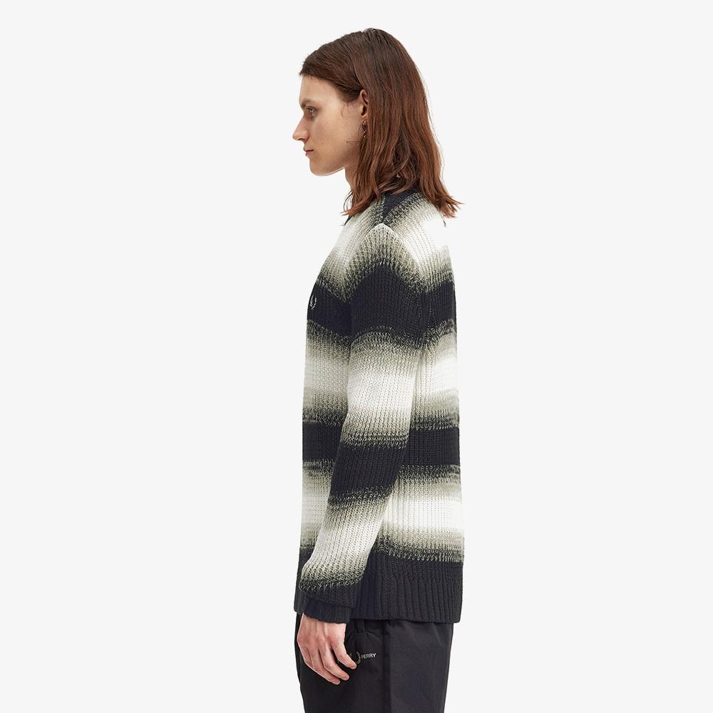 FRED PERRY [Sport] Merino Wool Striped Open Knit Sweater (102) Afpm2417612-102