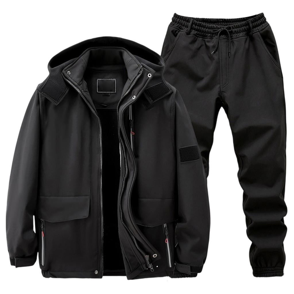 Мужской флисовый костюм-куртка Ветрозащитный и водонепроницаемый Уличный Защищающий от холода Теплый Хлопковый Жакет Утепленный Костюм