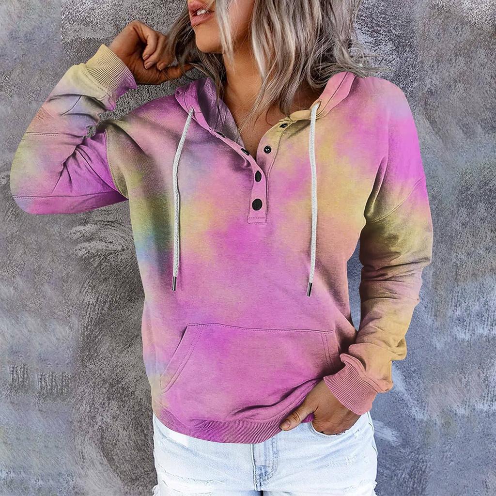 Женские толстовки с капюшоном на пуговицах и шнуровке, пуловеры, повседневные топы с длинными рукавами, рубашки