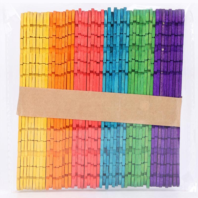 50Pcs/Bag 115*10mm Birch Wood Stick Diy Handmade Material Natural Color Colored Wooden Stick
