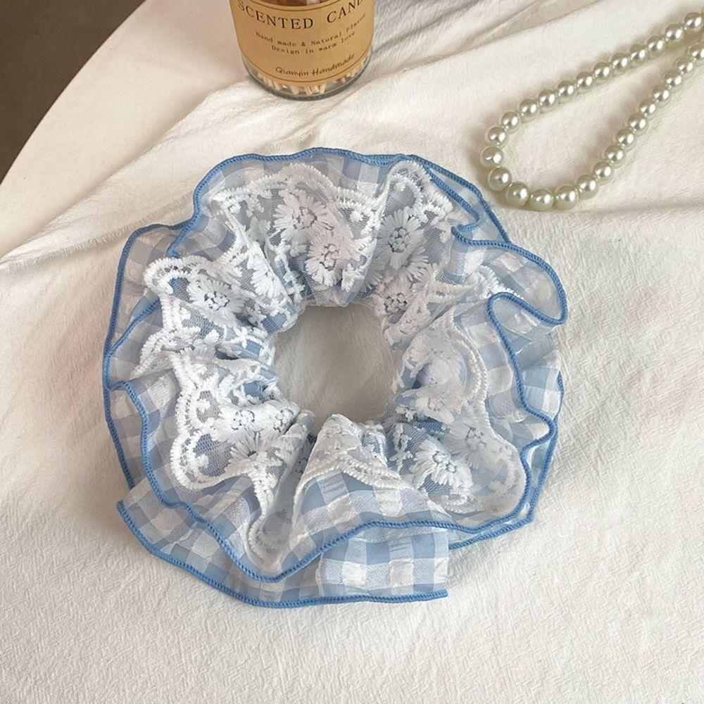 Двухслойные кружевные резинки для волос в французском стиле, большие резинки для волос, модные женские резинки для волос на каждый день