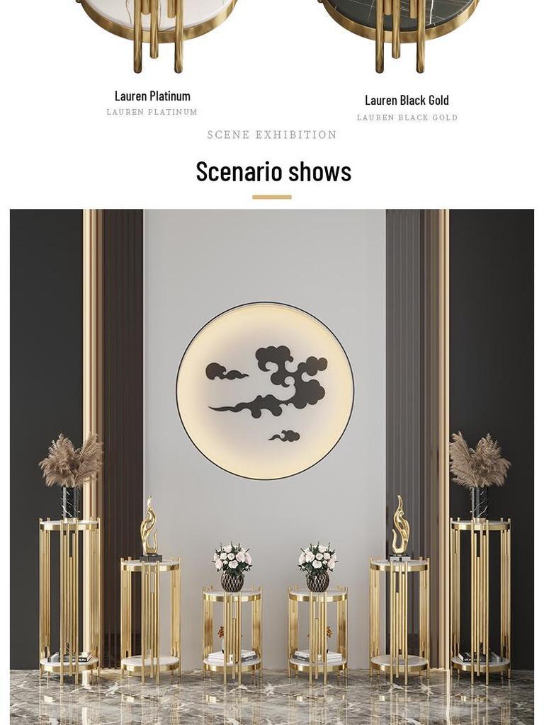 Marble TV Cabinet & Flower Stand: Stainless Steel Living Room Storage Rack