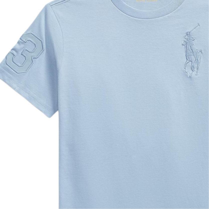 Футболка Polo Ralph Lauren с большим логотипом-пони Иконичный вышитый большой логотип-пони и 3 нашивки из твила Хлопок Вязаный круглый вырез Короткий рукав Пуловер 323832907-506