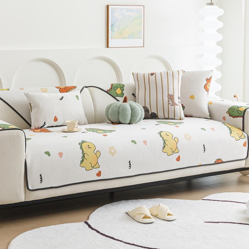 Summer Cartoon Ice Silk Sofa Cushion Summer Mat Seat Cushion Non-Slip New Cool Seat Cushion High-End Cover Cloth