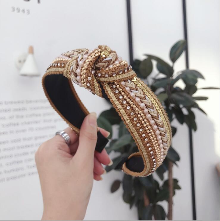 Новая Мода Богемия Повязка для Волос Женская Высококачественная Повязка на Голову Классическая Волна из Стразов Повязка для Волос Взрослые Аксессуары для Волос