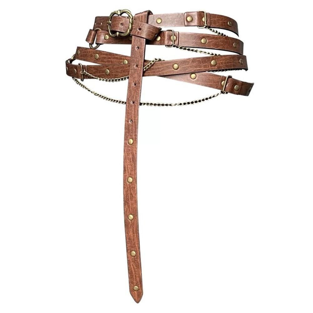 Metal Pin Buckle Viking Waist Belts Adjustable Chain Belt  Dress Wear