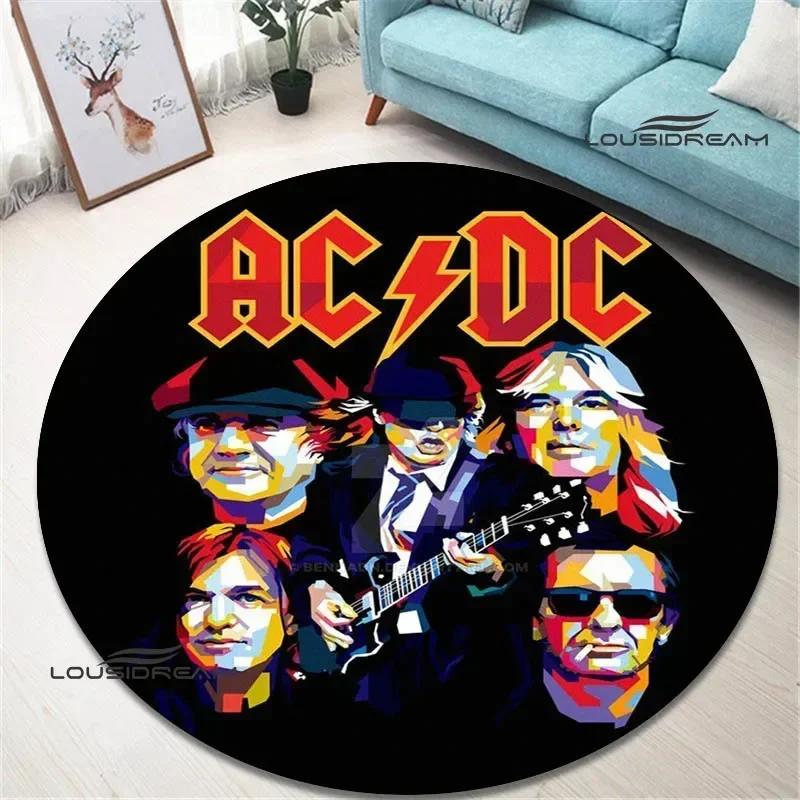 Rock band AC/DC retro printed round carpet bedroom beautiful carpet non -slip door pad floor mats area rug birthday gift