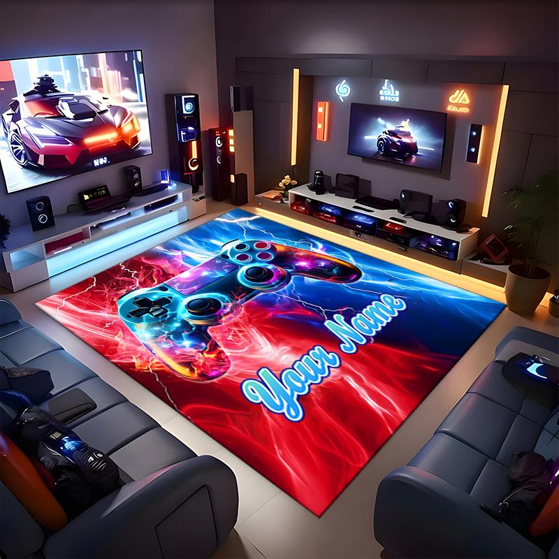 1PC Custom Name Energetic Thrill Theme Floor Mat Ideal for Living Room, Game Rooms, Office, Bedroom, Office Floor Mat , Floor Mats for Home
