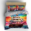Colorful Ship Art Decor Set Bedding Set with 1 Duvet Cover 2 Pillowcases Single Double King Queen, Gift