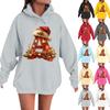 Women's Casual Comfortable Long-Sleeved Christmas Letter-Printed Warm Hooded Crew-Neck Sweatshirt