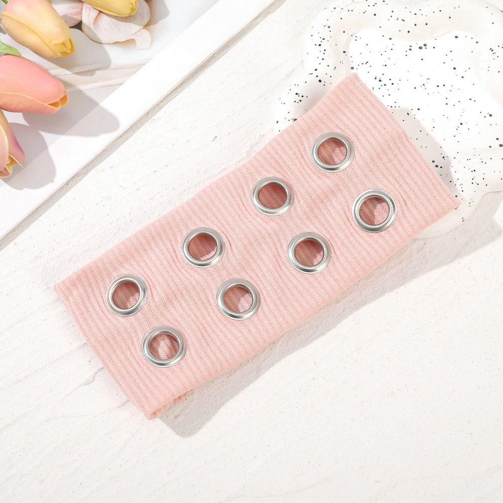 Тканевая панк повязка на голову Широкая эластичная Ажурная с люверсами Повязка на голову Повседневная Рок Повязка на голову Панк Девушка