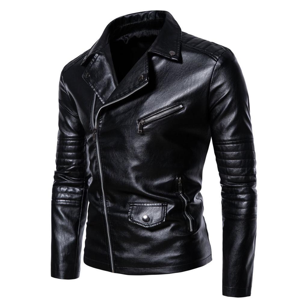 Men's Leather Jacket Winter Retro Motorcycle Washed Men's Lapel Men's PU Coat Leather Jacket