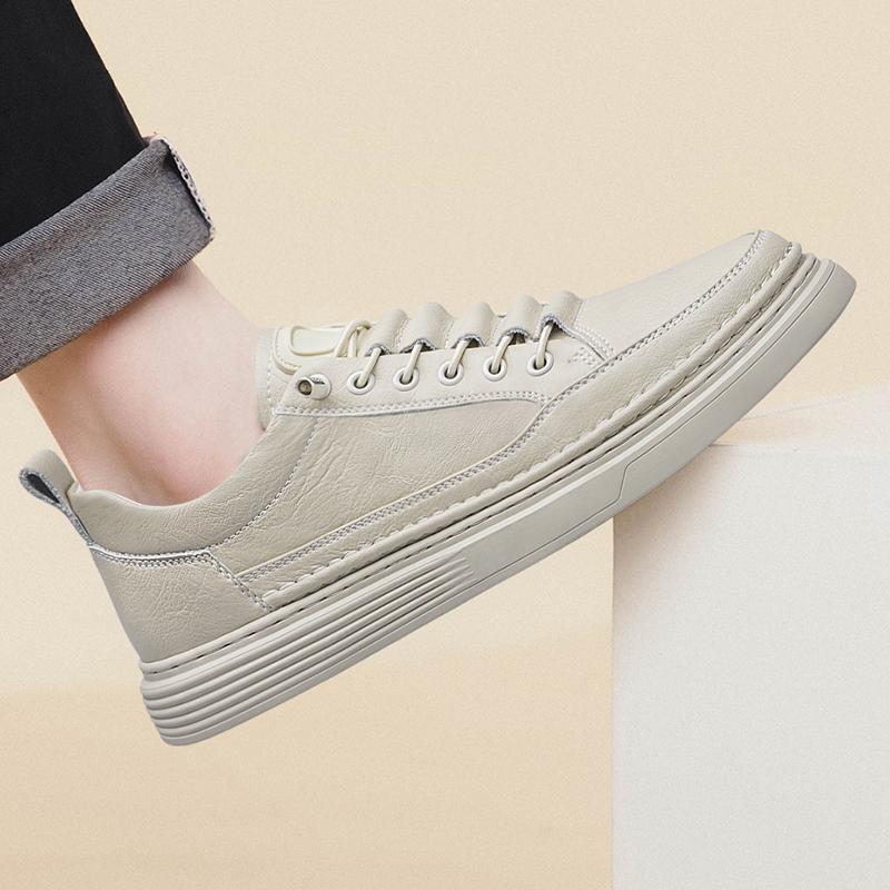 Brand New 2024 Men Casual Leather Vulcanized Shoes Non-slip Stylish Outdoor Sports Shoes Fashion Male Flat Genuine Leather Shoes