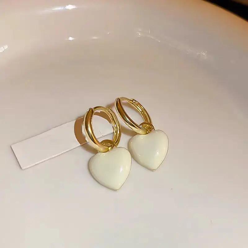 LATS Новый дизайн Красные серьги-подвески в виде сердечек любви для женщин Золотистого цвета Серьги-капли персикового цвета в винтажном стиле Можно разделить Циркон