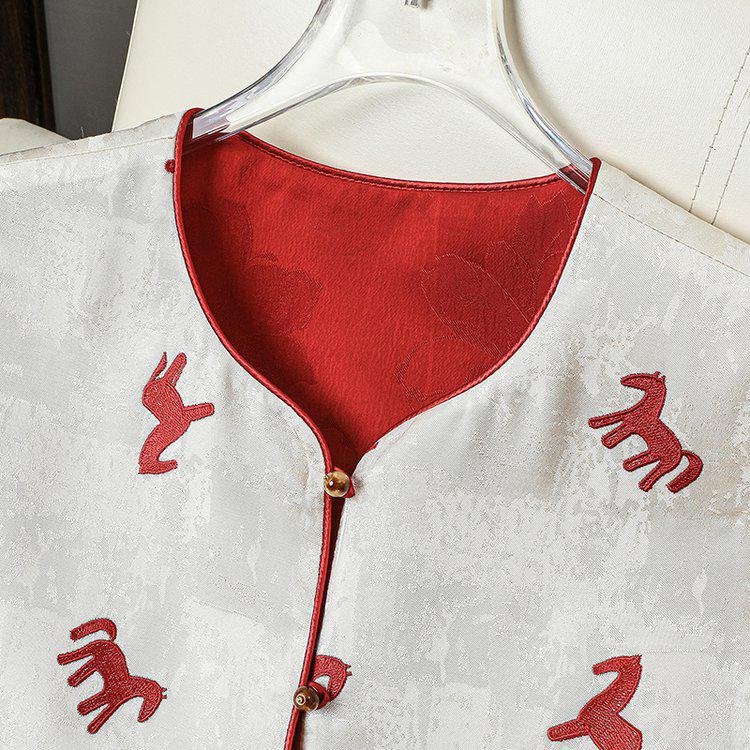Women's Elegant Reversible Jacquard Vest with Round Neck - Early Spring Style
