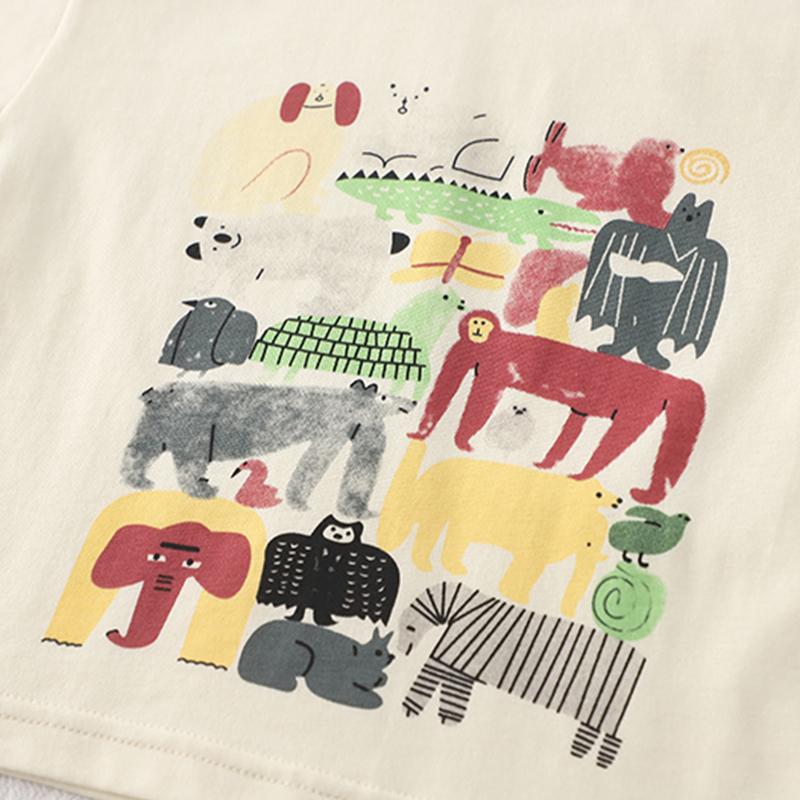 Комплект с короткими рукавами для мальчика 0-5 лет Детская футболка с круглым вырезом и рисунком из мультфильма Повседневные джинсовые шорты Удобная одежда для мальчиков