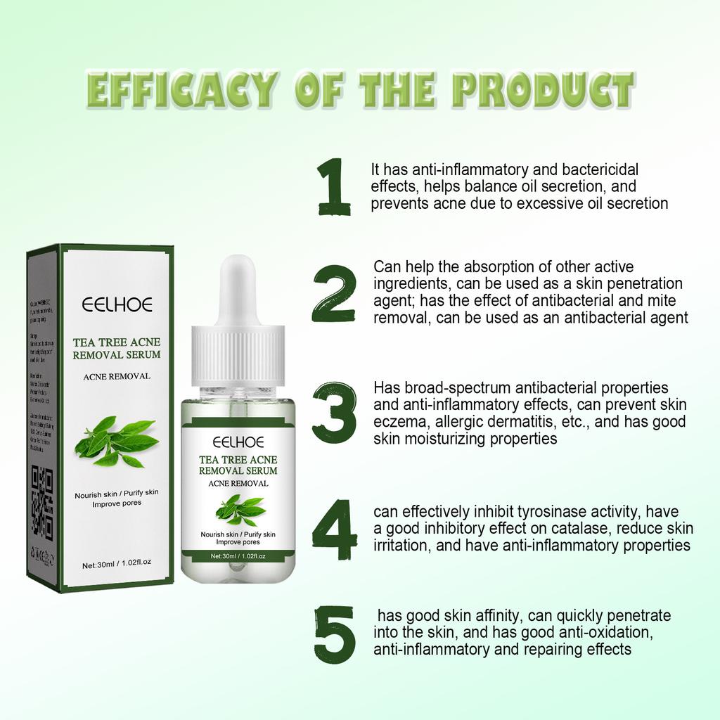 EELHOE Tea Tree Acne Repair Essence Осветляет следы от прыщей Очищает прыщи Устраняет прыщи Восстанавливает кожу Увлажняющая эссенция