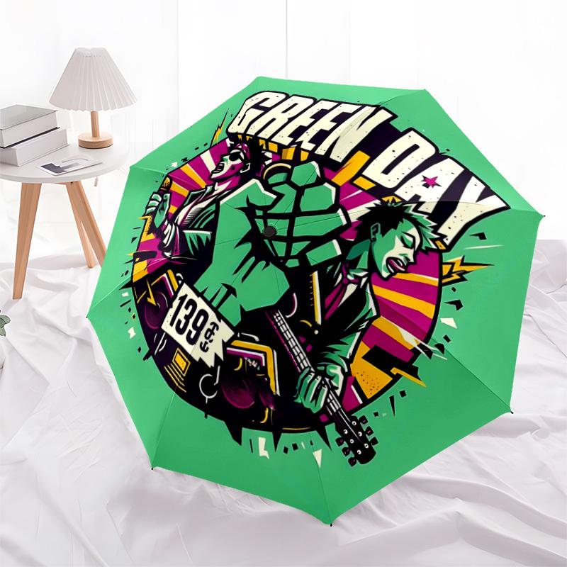 1 шт. Музыкальная зонт-трость Green Day с автоматическим открытием/закрытием, складной зонт, портативный компактный дорожный зонт, подарок на день рождения/Рождество для мужчин и женщин L1110y37